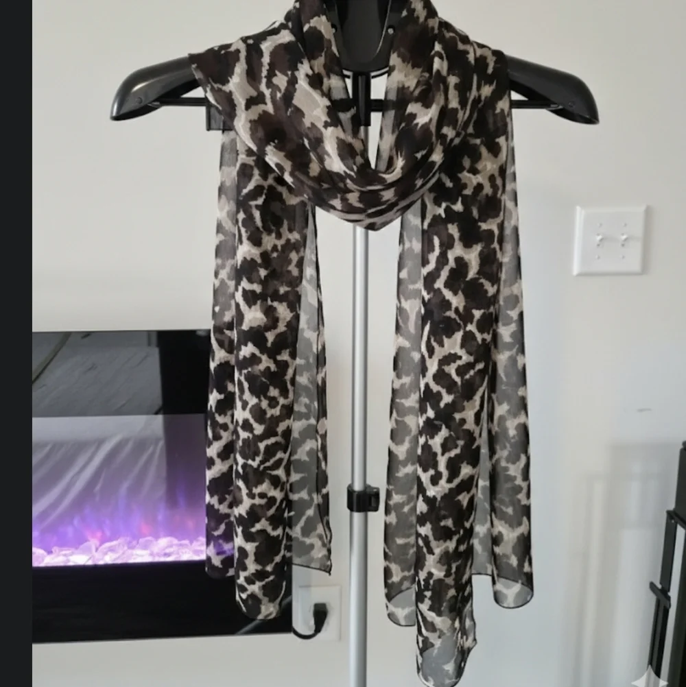 ​Ann Taylor Animal Print Lightweight Sheer Scarf - Neutral Leopard/Cheetah